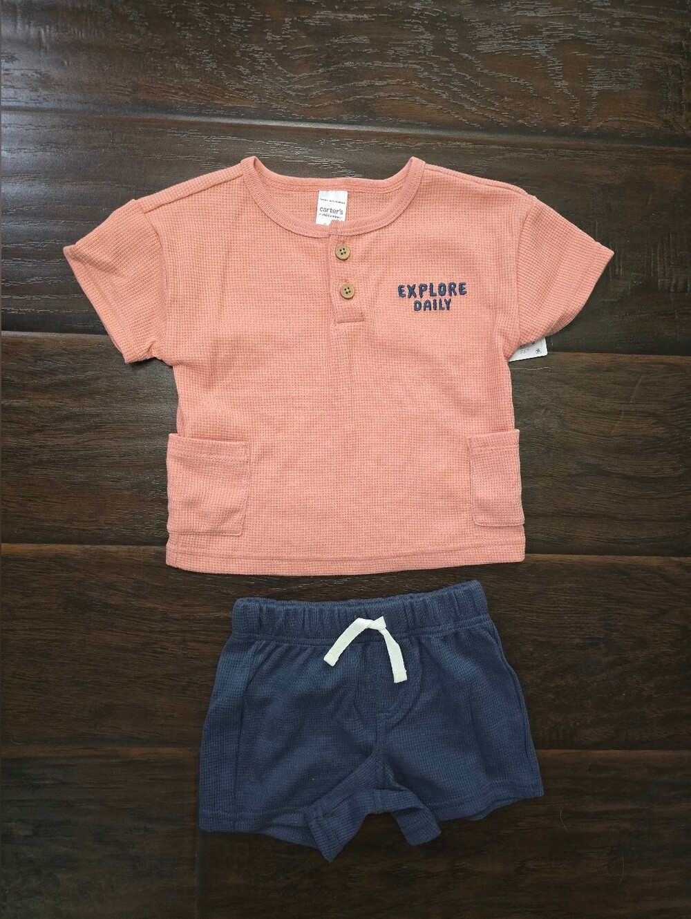 NWT Carter's Baby Boys Explore Daily Waffle Knit Set 6-9M